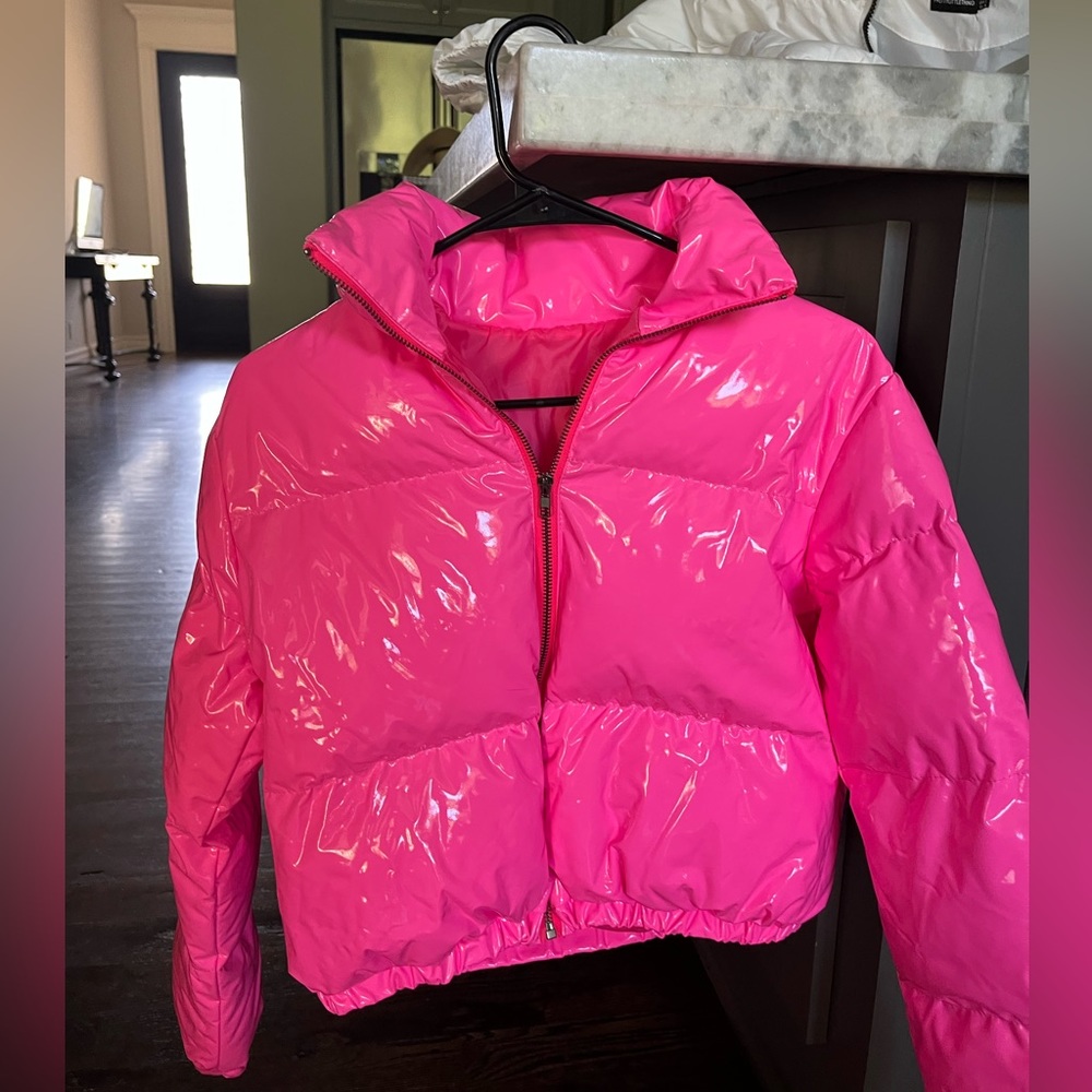 Hot pink latex coat